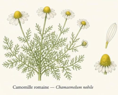 Planche anatomique Camomille Romaine